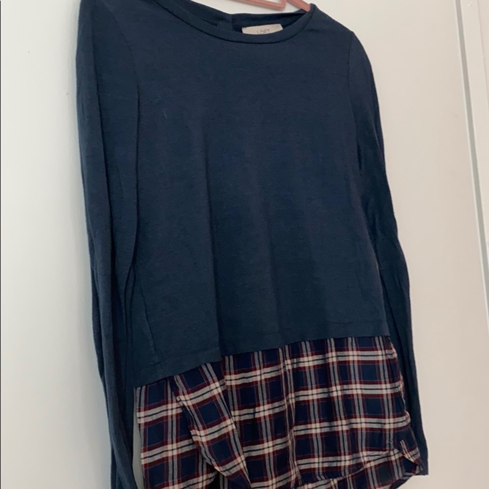🔵Loft plaid-bottom Tee
